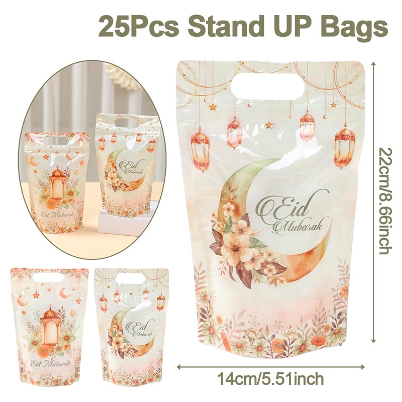 25pc Eid Mubarak Gift Bag, Plastic Cellophane Treat Bag, Ramadan Gift Bags